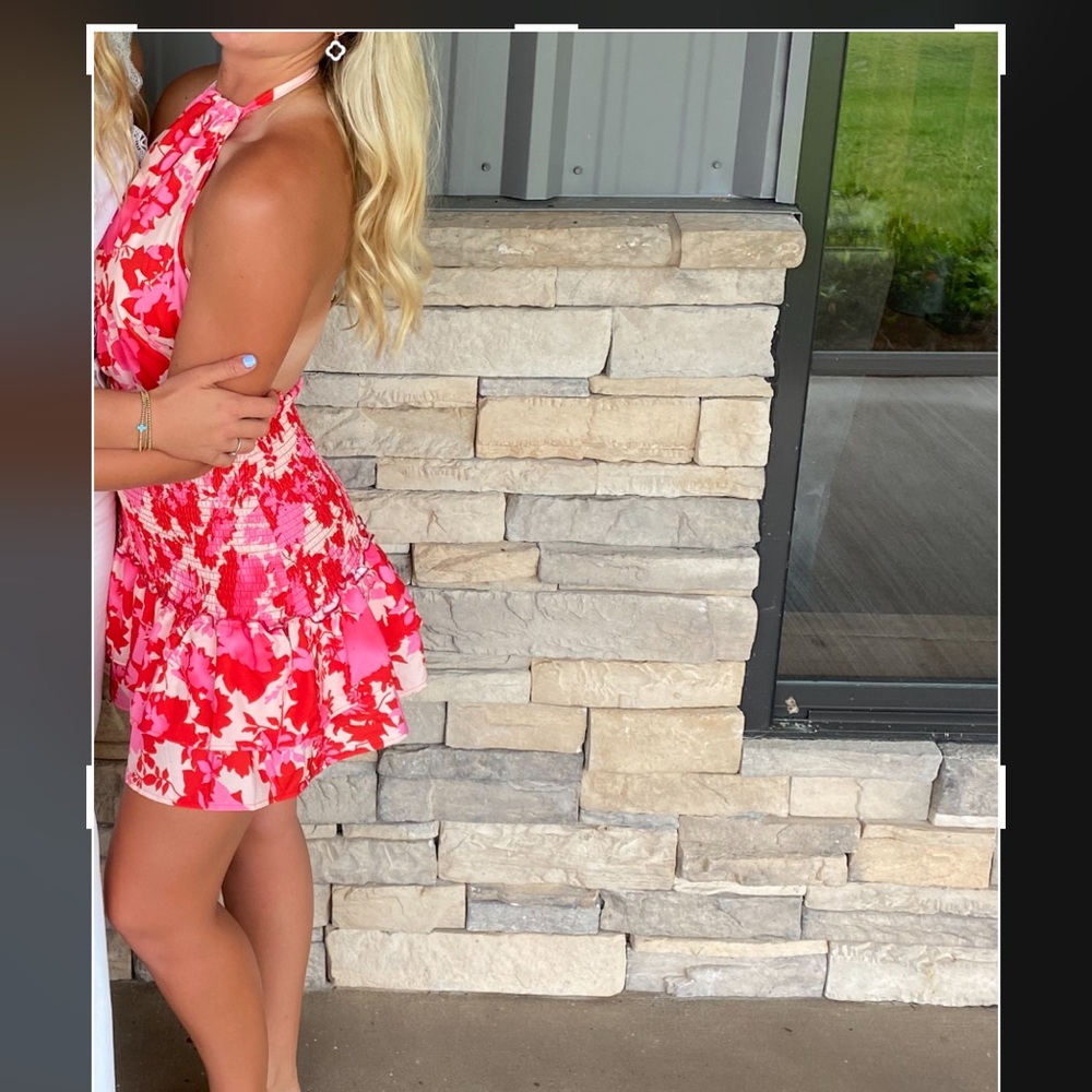 Sunday Up open back bright pink mini dress, small